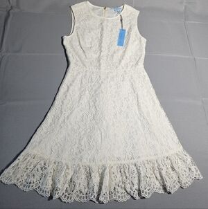 Draper James Lace Trim Sleeveless White Romantic Midi Sz 8 Wedding Boho NWT